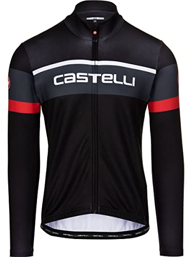 Castelli 4522522-085 PASSISTA Jersey Uomo Maglia Lunga Light Black/Dark Gray-Red S