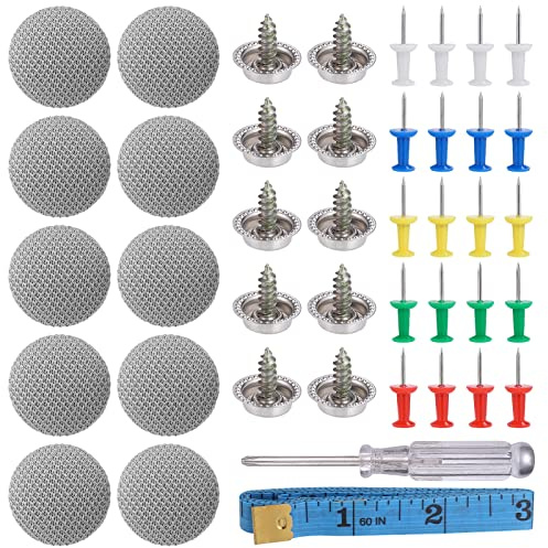 Zocipro 65 Stück Dachhimmel Reparatur Set, KFZ Reparatur Nieten | Auto Dachhimmel Reparatur Knopf, Auto Dach Nieten, Autohimmel Reparatur mit Stecknadeln Schraubendreher Maßband