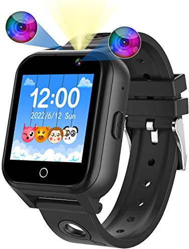 Mingfuxin Kinder Smart Watch für Jungen Mädchen, Kinderspiele Smartwatch mit 18 Puzzle Spiele, Dual-Kamera, Musik-Video-Schrittzähler-Wecker für Kinder Weihnachten Geburtstag Geschenke(Schwarz-A9)