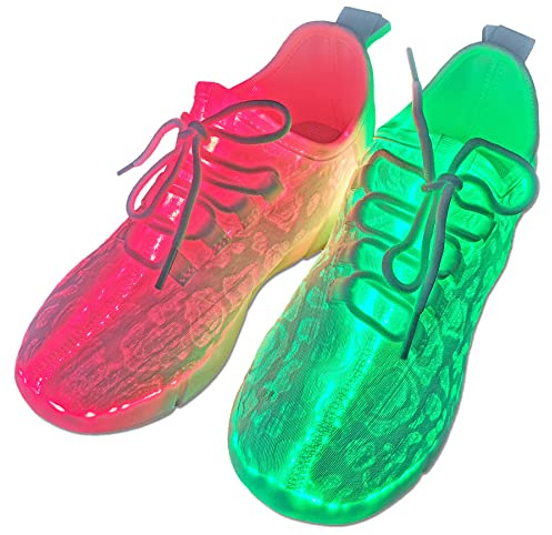 Zapatos de fibra óptica con luz LED para mujeres y hombres adultos con luz para festivales, fiesta de Navidad, baile, carga USB, intermitente, zapatillas luminosas, White, 37 1/3 EU