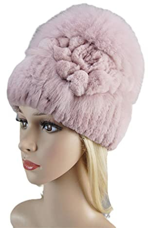 keusyoi Winter Fellmütze Damen Warm Gestrickt Stilvolle Damen Flauschige Fellmütze Fellmützen