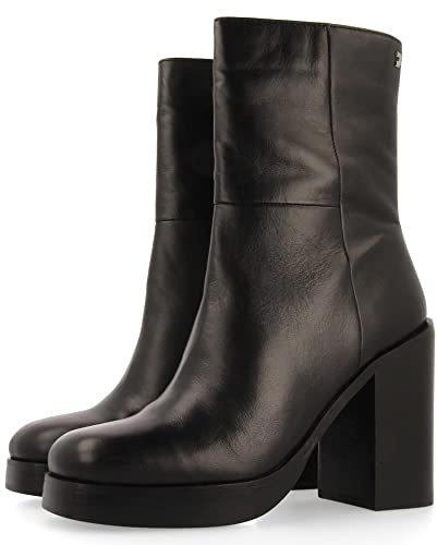 GIOSEPPO Bota Media en Piel Color Negro con tacón Ancho y Plataforma para Mujer andoya