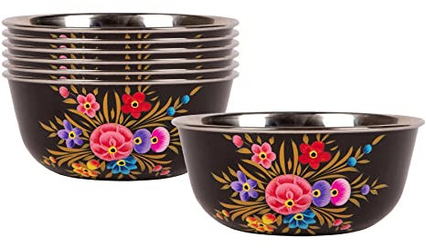 6X Viola del Pensiero di Carbonio 16.5cm Acciaio Inossidabile Ciotola da Campeggios - Riutilizzabile Picnic Festa Pasta Cibo Cena Servendo Stoviglie Piatti - di BillyCan