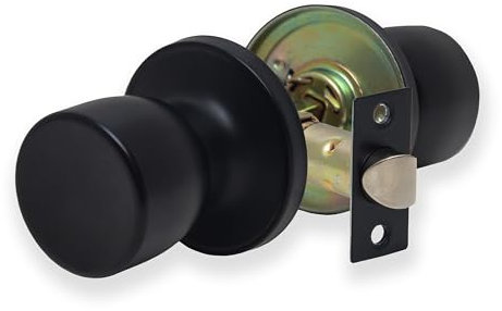 XFORT Tulip Passage Knob Set Matt Black, Door Knob for Internal Wooden Doors.