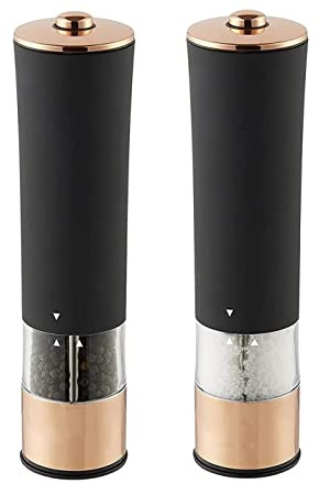 BPILOT Molinillo de Pimienta Molinillo Eléctrico De Sal Y Pimienta De 2 Piezas, Acero Inoxidable, Cuerpo Suave Al Tacto, Grosor Ajustable con Luz Pimentero Salero