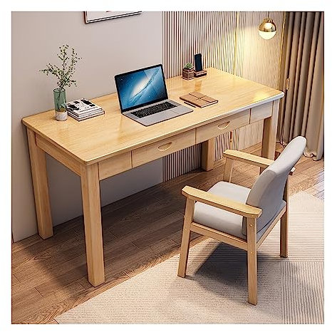Laptop-Tisch Computertisch Schreibtisch aus reinem Massivholz, einfacher PC-Tisch, Home-Office-Schreibtisch, Werkbank, Arbeitszimmer, Schreibtisch, Schlafzimmer, Wohnzimmer, Arbeitstisch mit tragbarem