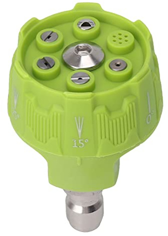 Hochdruckreiniger-Düse, 6-in-1-Hochdruckreiniger-Sprühdüsenspitzen, Verstellbare Hochdruckreiniger-Düsenspitzen, 3000 PSI Edelstahl-Sprühdüse mit 1/4-Zoll-Schnellanschluss (Grün)
