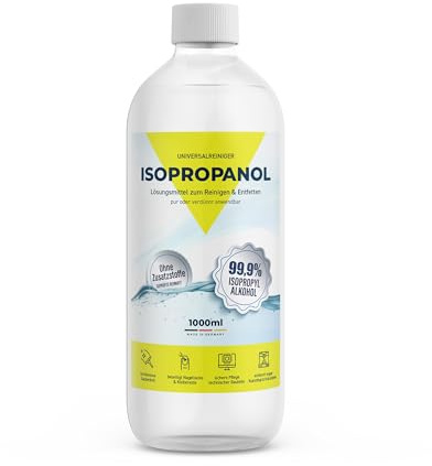 Medicalcorner24 Reines Isopropanol Isopropylalkohol 99,9% 1 Liter Reinigungsalkohol Reinigung von elektronischen Geräten & Linsen löst Kunstharz beim 3D-Druck (1000ml) Made in Germany