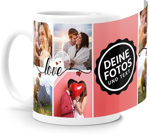 SpecialMe® Tasse mit Foto-Collage Liebe Love personalisiert mit bis zu 9 Bildern Fotogeschenk selbst gestalten Weiss standard