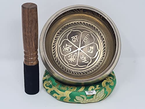 Ensemble de bols chantants tibétains, bol chantant de guérison des chakras tibétains faits à la main pour la méditation, le son, la paix, la pleine conscience, le yoga, le mantra tibétain (4,5 pouce