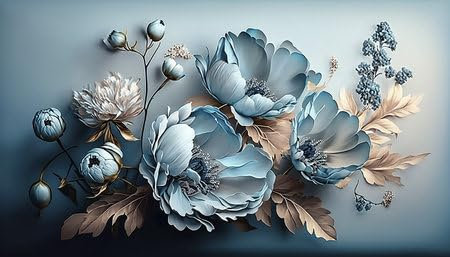 adrium Acryl-Bild 140 x 80 cm: Ölgemälde-Stil mit Blumen, botanischer Druck, Grußkarte, Naturkonzept. Generierte KI. (199266453)