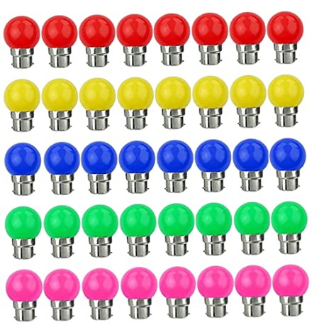 Color Lights Bulb,40pcs B22 Christmas Replacement Bulbs 3w Round Atmosphere Bulb