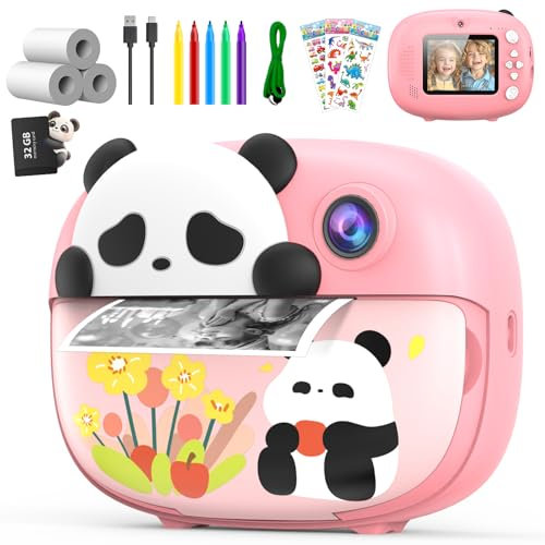 ULEWAY Appareil Photo Instantané Enfant, Dual Camera Appareils Photos Numériques pour Enfants avec Carte de 32 Go, 20MP/1080P Vidéo Caméra Enfant de 3 à 12 Ans, Cadeau Jouet Filles Garçons, Rose