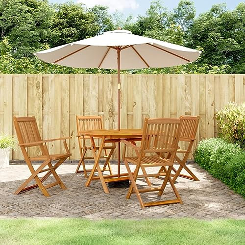 KATERYY 5-TLG. Garten-Essgruppe Massivholz Akazie,Stilvolles Gartenmöbelset aus Akazienholz mit RetroDesign für gemütliche Stunden im Freien