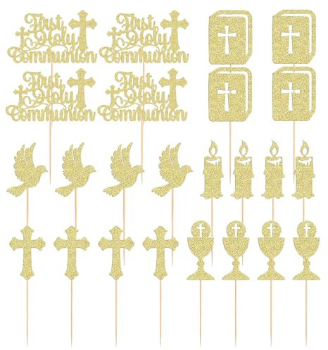 24 Pièces Inserts À Gâteaux En Croix, Décorations De Gâteaux Sur Le Thème Du Baptême, Inserts À Gâteau De Première Communion, Adaptés Aux Fêtes De Communion Et De Baptême
