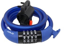 Xolid Kabel-Zahlenschloss 1200 x 12 mm marineblau – extra lang, sicher, flexibel, wetterfest, ohne Schlüssel, ideal für Fahrrad, E-Bike, Roller, Diebstahlschutz, robuster Zahlencode, mit Halterung