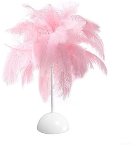 Lampada da comodino con piume, luce decorativa per adolescenti e ambienti domestici (rosa)