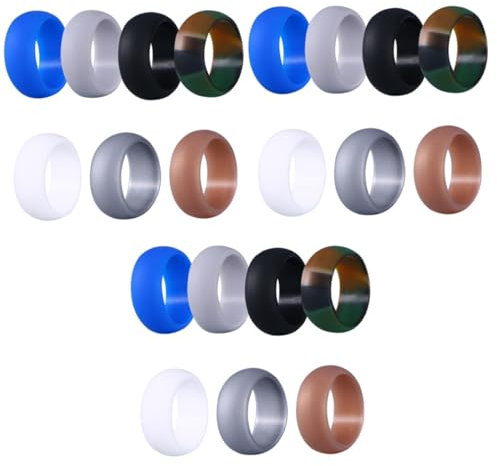 COLLBATH 21stücke Teiliges Eheringe Für Atmungsaktive Flexible Hochzeitsringe Farben Camouflage Silber Blau Für Sportliche Aktivitäten Und Temporär Geschwollene Finger
