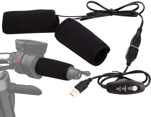 Besreey Beheizte Handgriffe, Motorrad-Lenkerheizung - 5V Handgriffwärmer,USB-betriebener Handgriffwärmer, Lenkerheizgriffe mit 3-Gang-Temperatur für Fahrräder, Roller