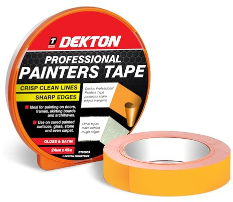 DEKTON Professional Painters Tape – High Adhesion, Clean Removal, Precise Edges, Ideal For Doors, Frames, Skirting Boards, Architraves, Glass, Stone & Carpet, Prevents Paint Bleed For A Perfect Finish