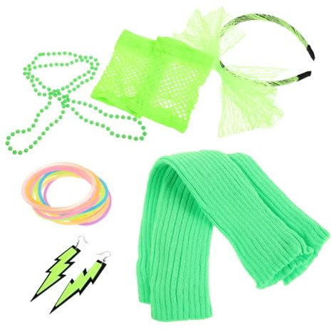 VALICLUD 1 Satz Abschlussball-party-set Netzhandschuhe 80er-jahre-retro-kleidung 80er Partykleid 80er Partyschmuck Neon-accessoires 80er Stirnband Geführtes Kostüm Frauen Kostüme Tuch Green