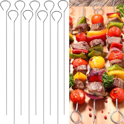 12 X Kebab Skewers, BBQ Metal Skewers for Kebabs, Meat Cooking Barbecue Cooking Sticks for Air Fryer Skewer Air Fryer