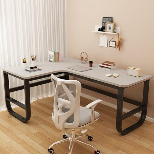 Computertisch für Zuhause, L-förmiger Schreibtisch, Eckschreibtisch, Study Table Gaming-Tisch Mehrzwecktisch, zum Spielen Lernen Zuhause Schlafzimmer(Gray 1,140x80cm/55.1x31.5in)