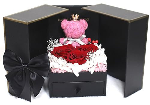 Wilsonzin Liebevoll Ewige Rosenbox, Geburtstag Geschenk Frauen Geschenk Weihnachten, Konservierte Blumen Rosenbox Schmuck Box,Infinity Rose Geschenkbox für Oma, Freundin, Frau am Muttertag