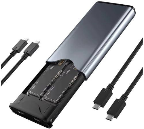 Okeeyseda M.2 NVME Dual Protocol SSD Enclosure Dual bay &NVME SSD Case 10 Gbps USB Type C SSD Case M.2 Hard Disk Box
