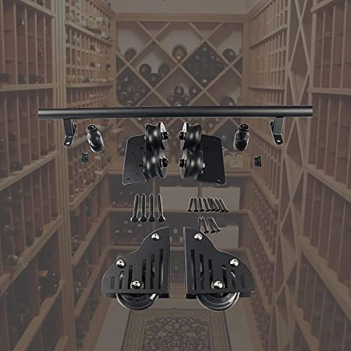 GLJTUO Kit Ferramenta per Scala Scorrevole Kit Ferramenta per Scala Scorrevole, Binario Sospeso per Scala per Biblioteca Scorrevole, Binario per Scala Mobile con Tubo Tond,6.6ft/200cm Track Kit