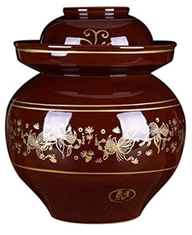 vaso di fermentazione. Vaso in ceramica con coperchio, kit di fermentazione cinese tradizionale grande for pesci rossi con coperchio a tenuta d'acqua(2.5KG)