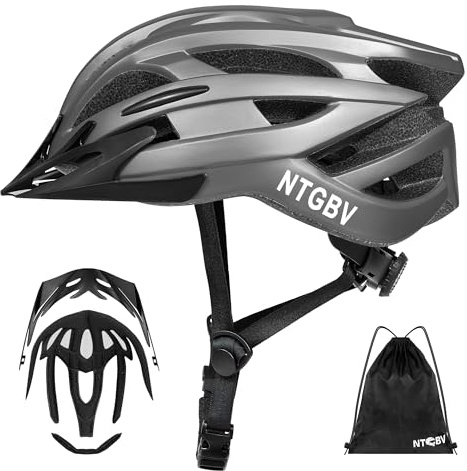 NTGBV Bike Helmet Adult Men/Women Visor CPSC/ASTM Cert Titanium Gray M