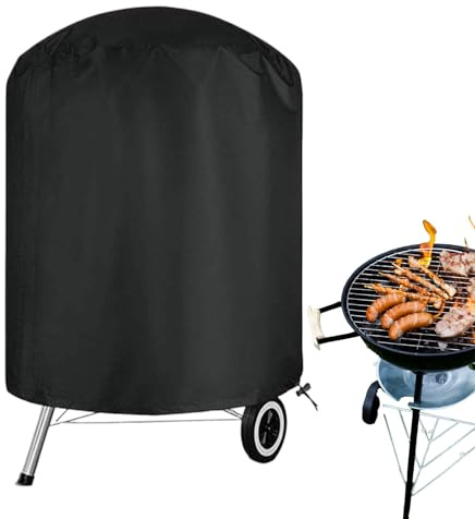 Couverture de barbecue | Couvercle de barbecue étanche | Protecteur de four rond, tissu noir lourd pour le pique-nique de camping sur la plage de patio extérieur