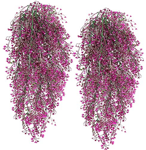 ASDJHFABKY Plantas Colgantes Artificiales, helechos de Boston, Plantas de Pared para el hogar, la habitación, el jardín, la Boda, decoración Exterior (Fucsia, 4 Unidades)