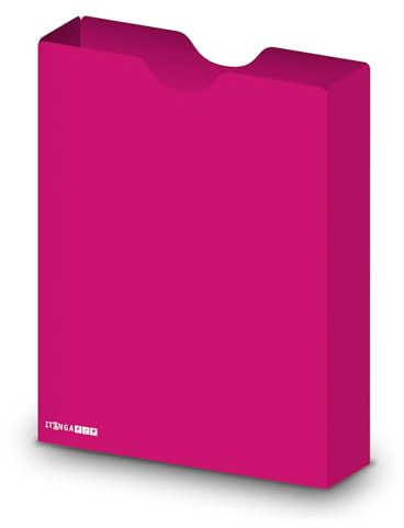 itenga Heftbox DIN A4 – Aufbewahrungsbox für Hefte & Blöcke | aus extra stabilem 0,7mm PP Kunststoff | flach geliefert, faltbar | Schutzbox für Schule, Studium & Büro (pink)