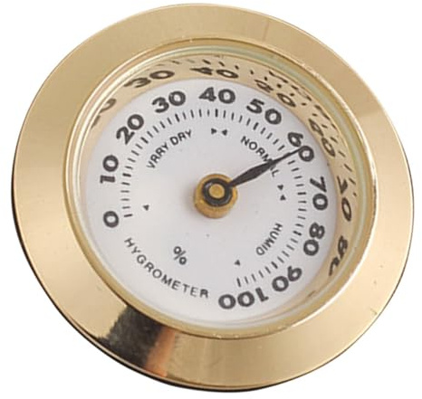 Igrometro Meccanico Rotondo Mini in Metallo per Humidor Sigari | Lettura Umidità Affidabile, Leggero, Stile Semplice e Generoso, per Sigari