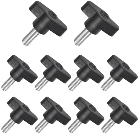 JJWNMLL 10 Stück Tee-Flügelknöpfe mit Rändelschrauben, M8 * 20 mm Klemmschraubenknopf Sternschraube, T-förmige Rändelschrauben Gewindeersatz Stern-Handknopf Feststellschraube, schwarzer Griff