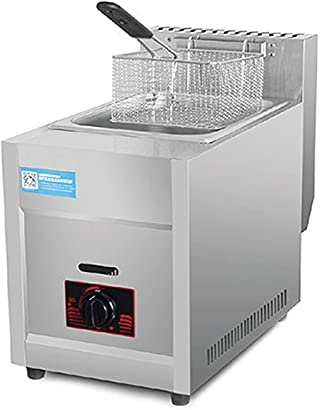 Friteuse commerciale à gaz gaz, contrôle de la température en acier inoxydable 12L, panier à huile amovible pour la cuisson de la nourriture familiale sur le comptoir au restaurant