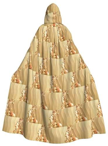YBGHDAA Capa de vampiro con capucha para adultos con estampado de conchas de mar de playa y arena de Halloween de 57.8 pulgadas, ideal para fiestas temáticas