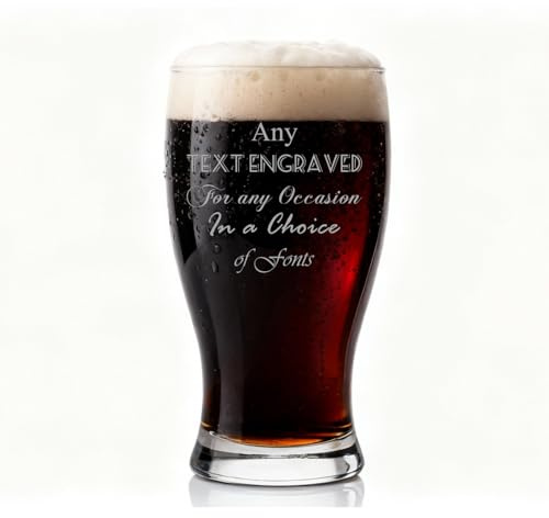 ukgiftstoreonline Personalised Tulip Beer Glass, 16cm Height, Custom Text Engraving, Gift Boxed, 8.8cm Width
