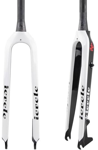 KUNYOS Forcella Rigida MTB in Fibra di Carbonio 26/27.5/29 Forcella per Mountain Bike con Freno A Disco 1-1/2 Forcella Anteriore per Bicicletta Conica QR 9Mm,Bianca,27.5inch