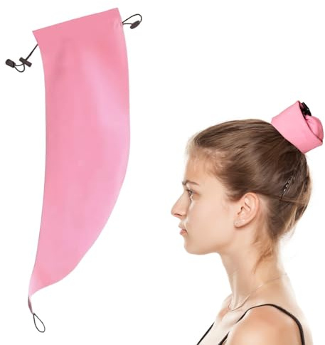Pferdeschwanz Schutzhülle Wasserdichte,Verstellbare Crown Wash Duschhaube,Haarwasch-Pony-Kappe, Wiederverwendbar für Pool, Spa,Perfekt für Frauen mit langen Haaren (Rosa)