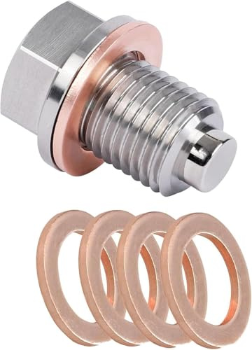 Wohlstand Tappo di Scarico Dell'olio Magnetico M16 x 1,5 con 5 Guarnizione in Rame,Dado di Scarico Della Coppa,Tappo Vite Dell'olio Acciaio Inossidabile per la Maggior Parte Delle Auto e Motociclette