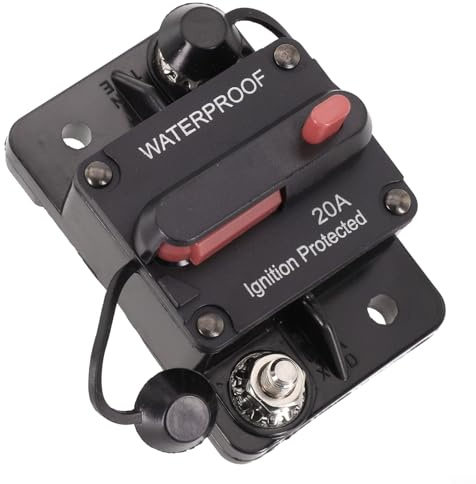 Support de disjoncteur à réinitialisation manuelle 20 A, DC 12 V-48 V en ligne étanche IP67 porte-fusible et interrupteur de déconnexion de batterie pour protection du système d'alimentation solaire