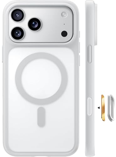 TORRAS Guardian-Mag für iPhone 17 Pro Max Hülle für MagSafe Silbergrau | Militärschutz,Kabelloses Laden Kompatibel,Samtweiche Haptik,Kameraknopf-Schutz,Stoßfest Kratzfest für iPhone 17 Pro Max Case