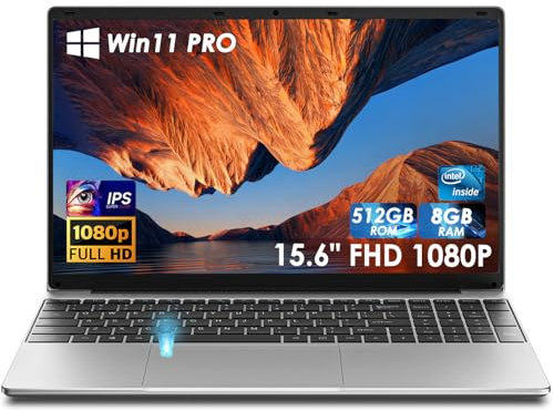 Kayoote 15.6 Pulgadas Win 11 Pro de portátiles, Celeron N5095, 8 GB de DDR4, SSD de 512 GB, Laptop con reconocimiento de Huellas Dactilares, Pantalla FHD, Wi-Fi 6, BT 5.0, Teclado retroiluminado