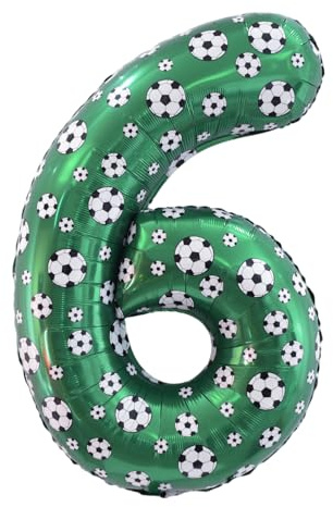 DazzJoy Fußball Geburtstagsdeko 6 Jahre Junge, Fussball Luftballon 6 Jahre Junge, Fußball 40 Zoll Luftballons Zahlen 6, Fussball Folienballon 6. Geburtstag Jungen, Helium Ballon 6 Geburtstag Jungen