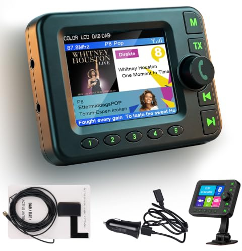 DAB DAB+ Adapter für Autoradio mit Bluetooth, FM Sender, 2,8-Zoll-Display