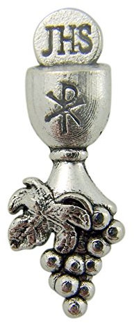 Religious Gifts Pin's en forme de calice et raisins de première communion Argenté 3,8 cm, Argent