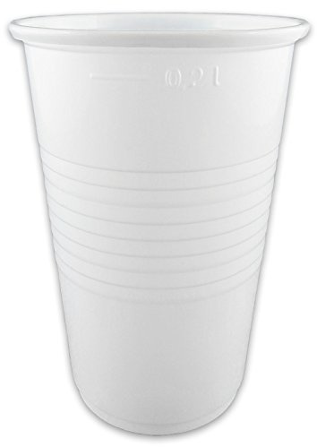 pack2go 3000 Plastikbecher, weiß, PP - Kunststoff-Trinkbecher (Kaltgetränkebecher) - 0,2l